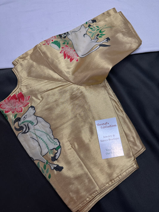 Gold Pichwai Pure Painthani Blouse - 