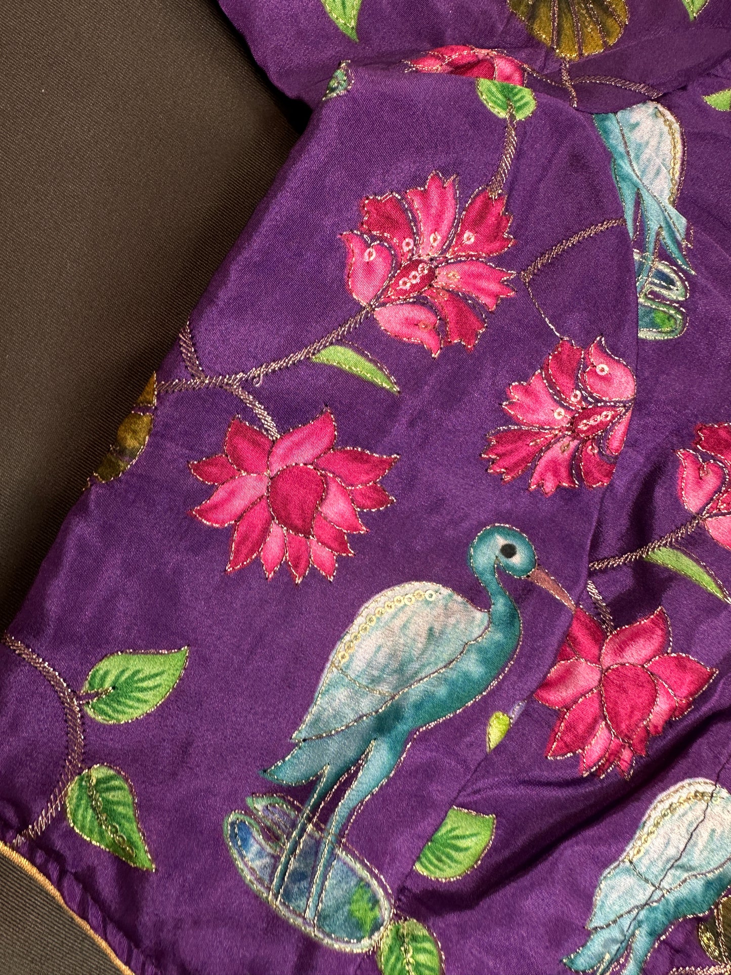Purple Kalmarkari Sequins Blouse - 