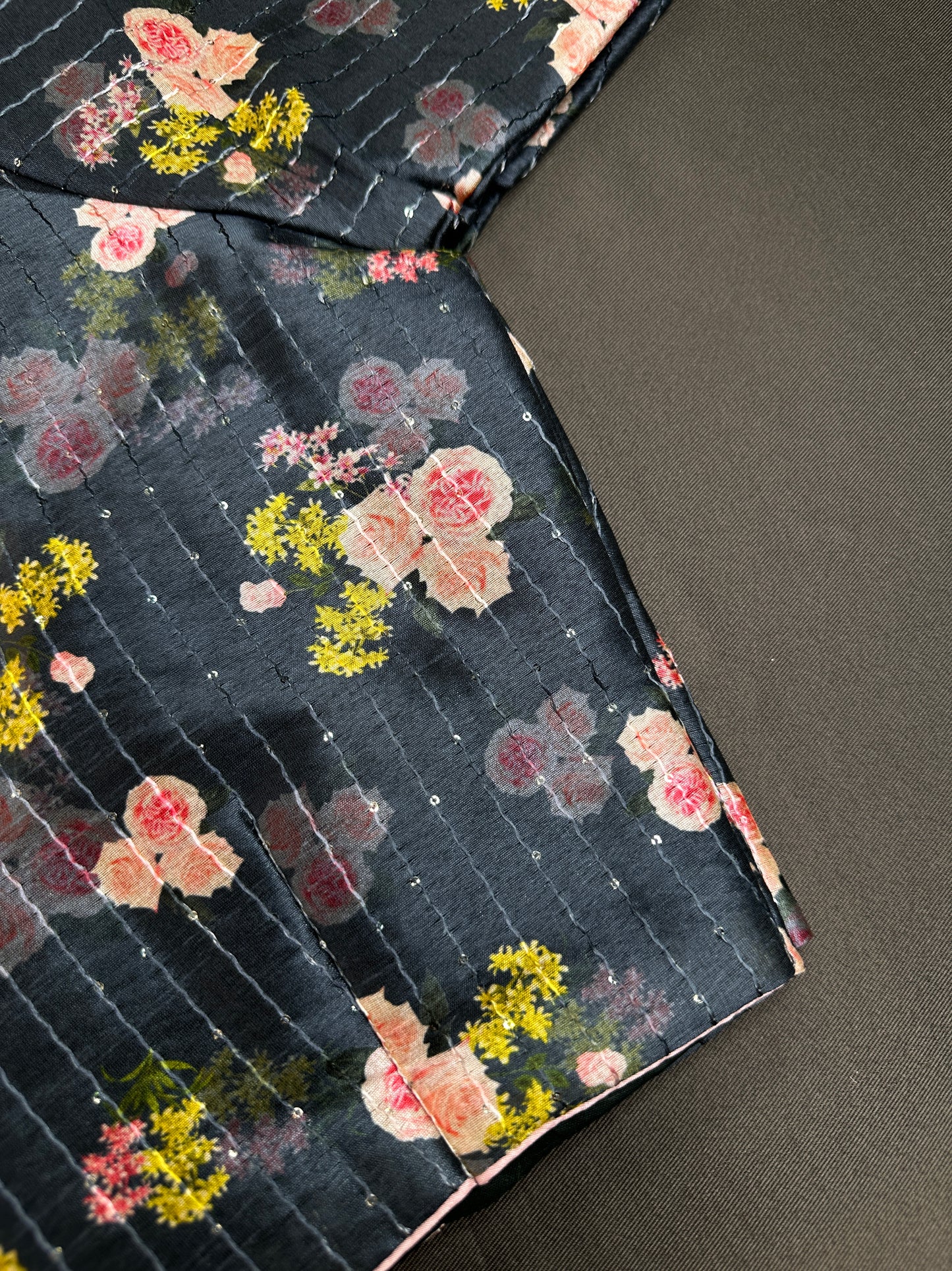 Black Silk Kalamkari Sequins Blouse - 