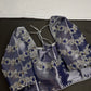 Purple Blue Tissue Silk Maggam Aari Net Blouse - 