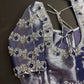 Purple Blue Tissue Silk Maggam Aari Net Blouse - 