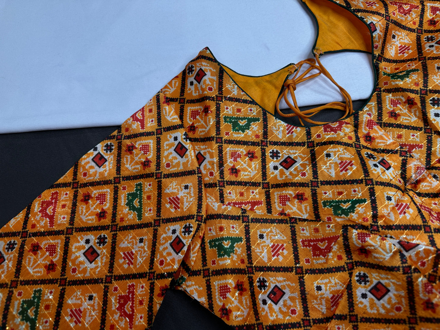 Yellow Patola Silk  Sequins Blouse - 