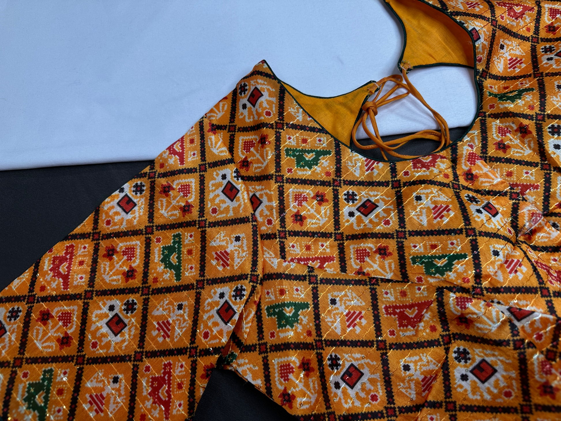 Yellow Patola Silk  Sequins Blouse - 