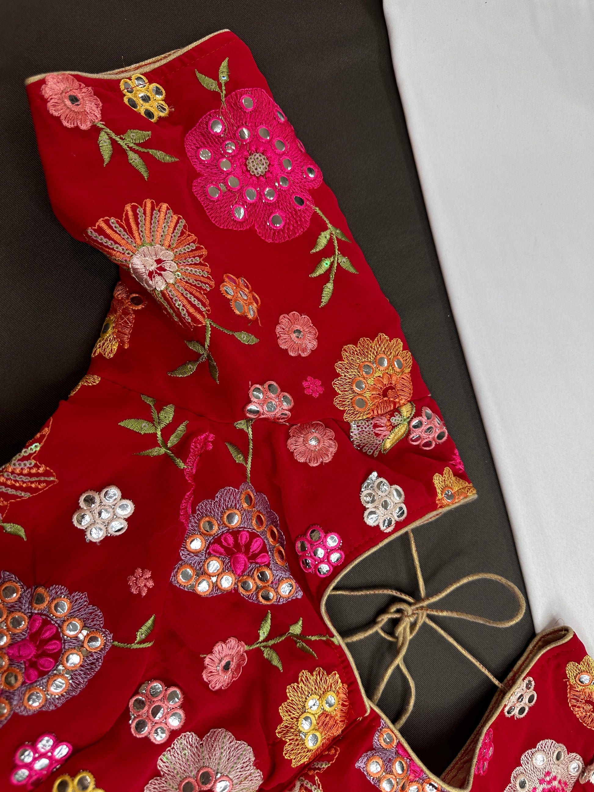 Red Georgette Multi Color Embroidery Sequins Blouse - 