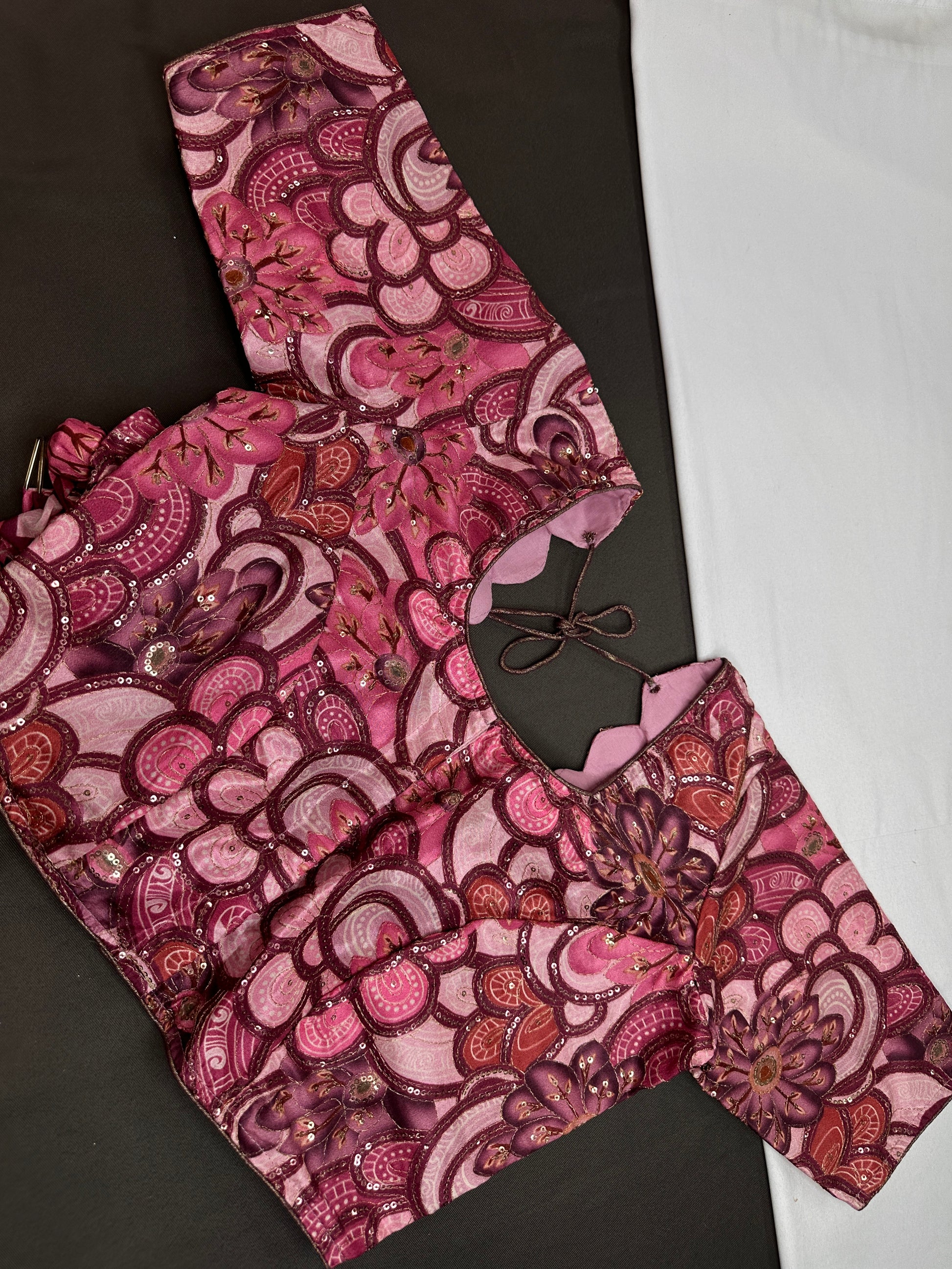 Mauve Multi Color Embroidery Sequins Blouse - 