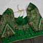Green Silk Maggam Aari Work Blouse - 