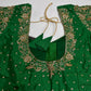 Green Silk Maggam Aari Work Blouse - 