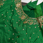 Green Silk Maggam Aari Work Blouse - 