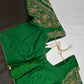 Green Silk Maggam Aari Work Blouse - 