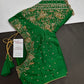 Green Silk Maggam Aari Work Blouse - 