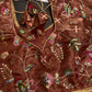 Brown Tissue Silk Embroidery Work Blouse - 