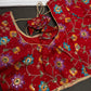 Red Pen  Kalmkari Silk Embroidery Work Blouse - 