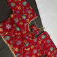 Red Pen  Kalmkari Silk Embroidery Work Blouse - 