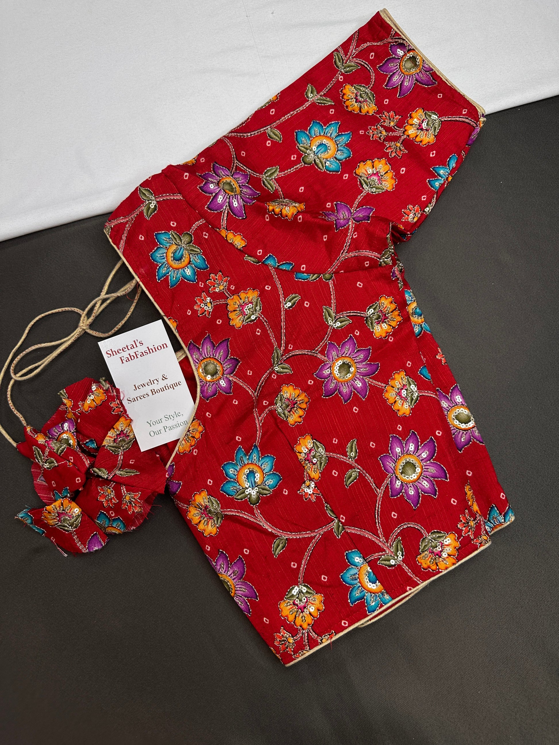Red Pen  Kalmkari Silk Embroidery Work Blouse - 