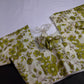 Cream Green Tissue Silk Sequins Work Blouse - 