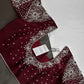 Crepe Maroon Silver Pearl Work Blouse - 