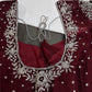 Crepe Maroon Silver Pearl Work Blouse - 