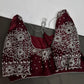 Crepe Maroon Silver Pearl Work Blouse - 
