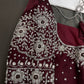 Crepe Maroon Silver Pearl Work Blouse - 