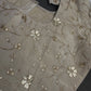 Beige Gold Sequins Embroidery Silk Blouse - 