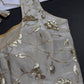 Beige Gold Sequins Embroidery Silk Sleevless Blouse - 