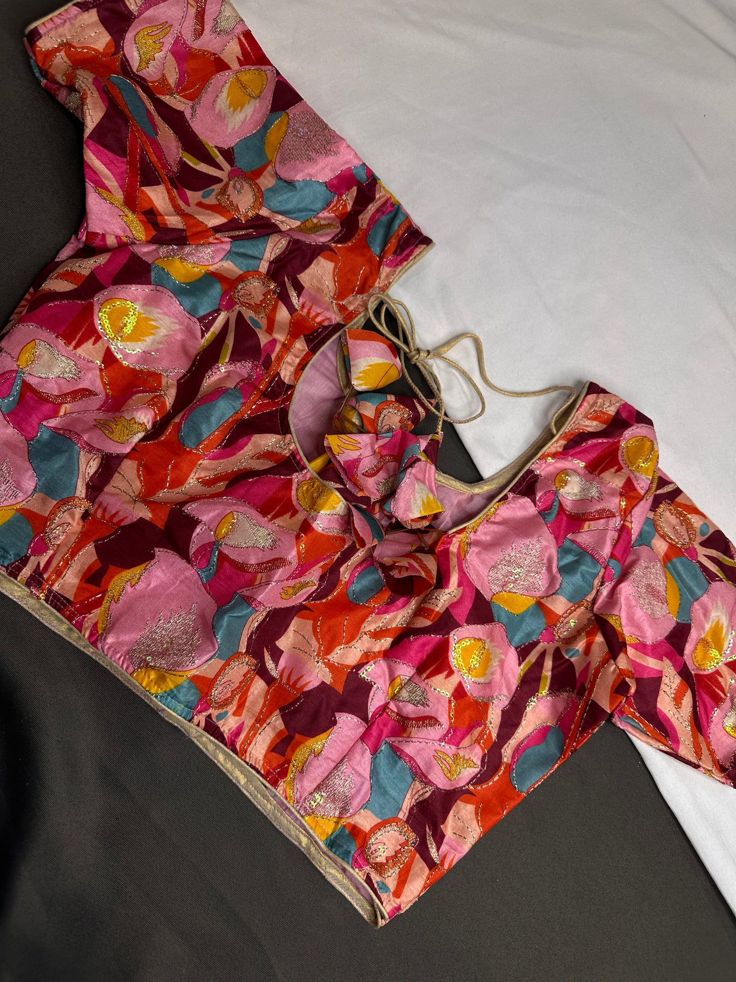 Pink Mauve Multi Color Kalamakari Ready Made Blouse - 