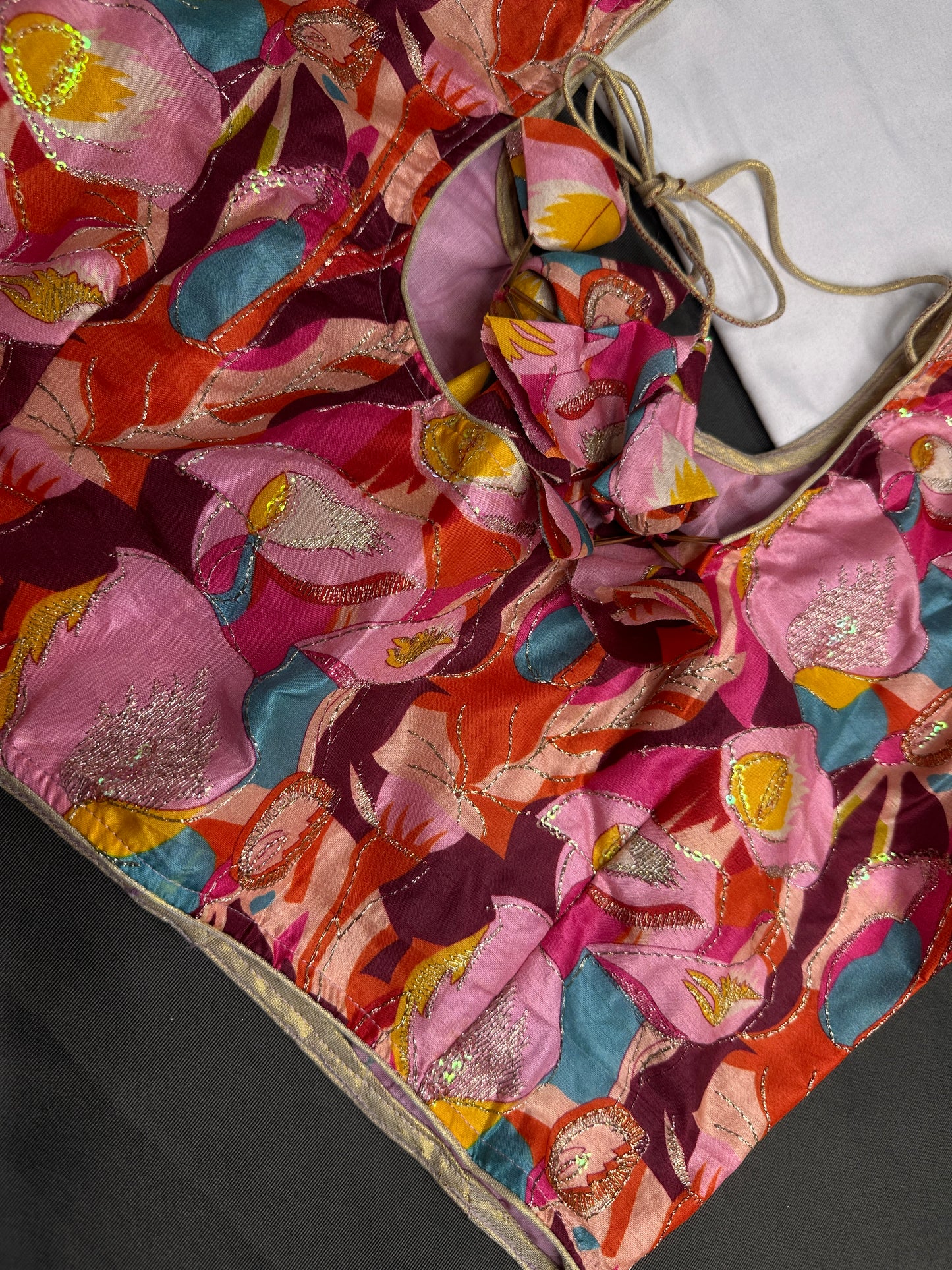 Pink Mauve Multi Color Kalamakari Ready Made Blouse - 