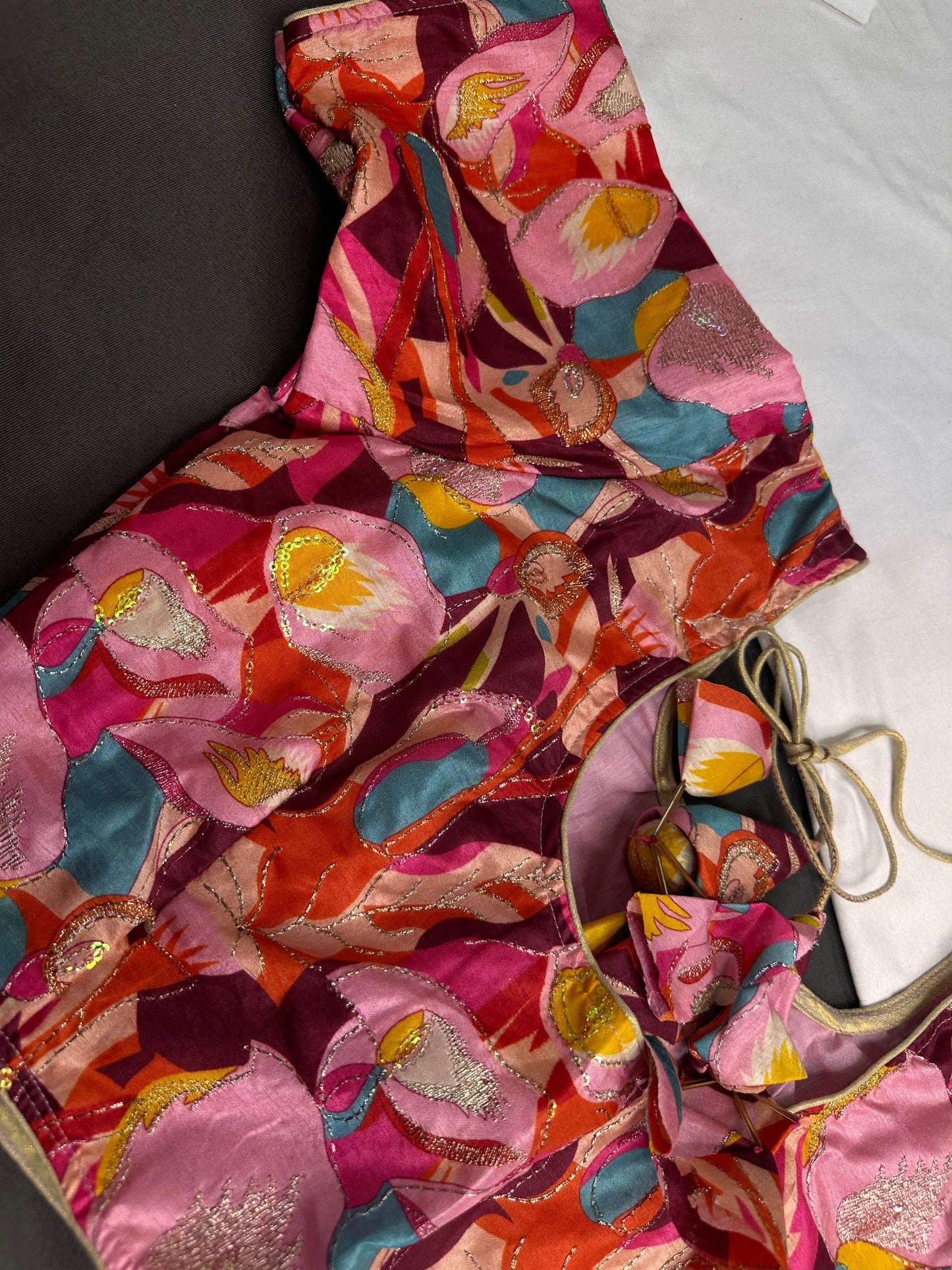 Pink Mauve Multi Color Kalamakari Ready Made Blouse - 