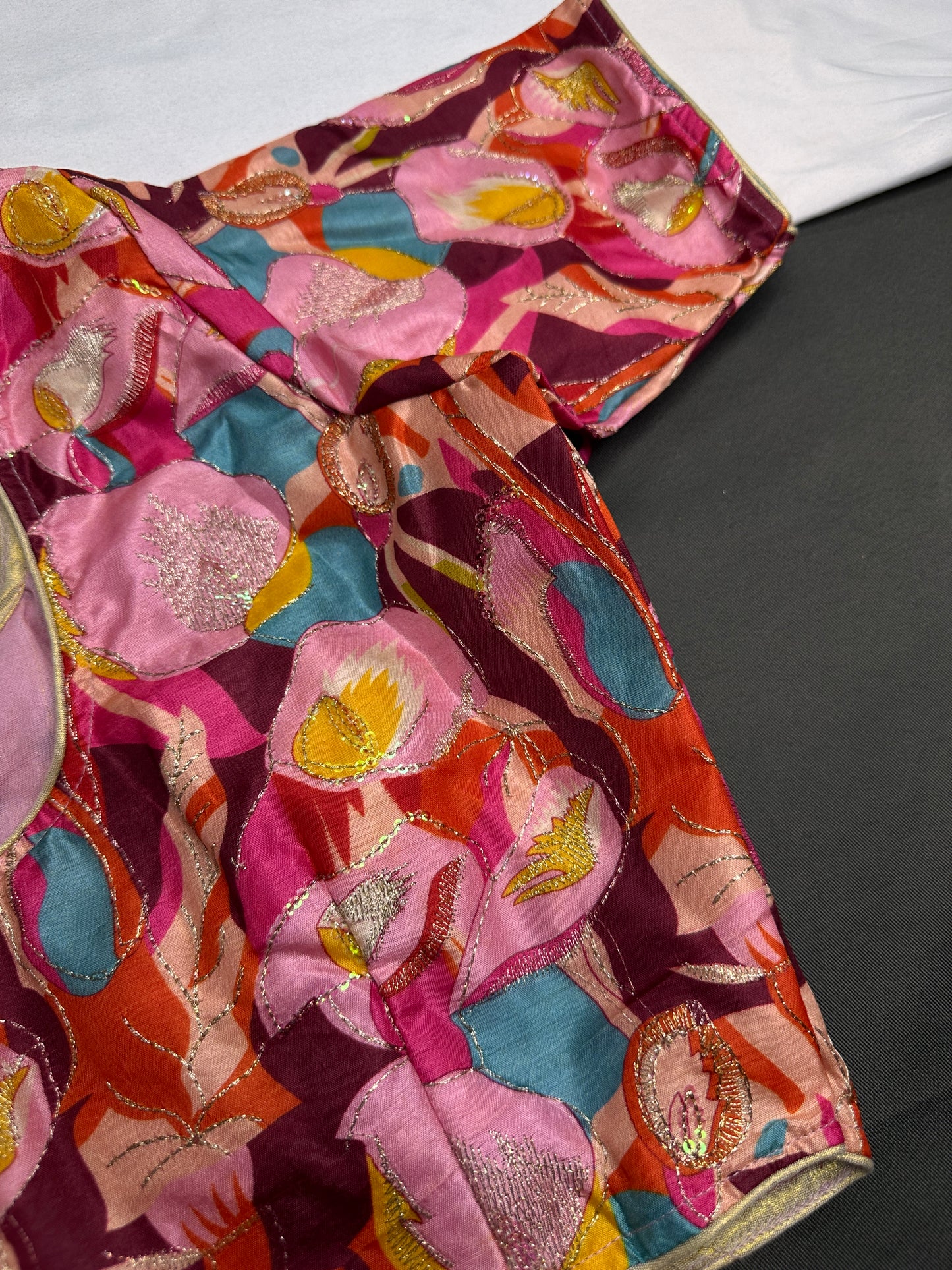 Pink Mauve Multi Color Kalamakari Ready Made Blouse - 