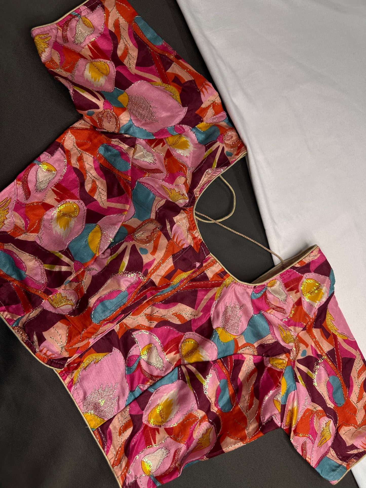 Pink Mauve Multi Color Kalamakari Ready Made Blouse - 