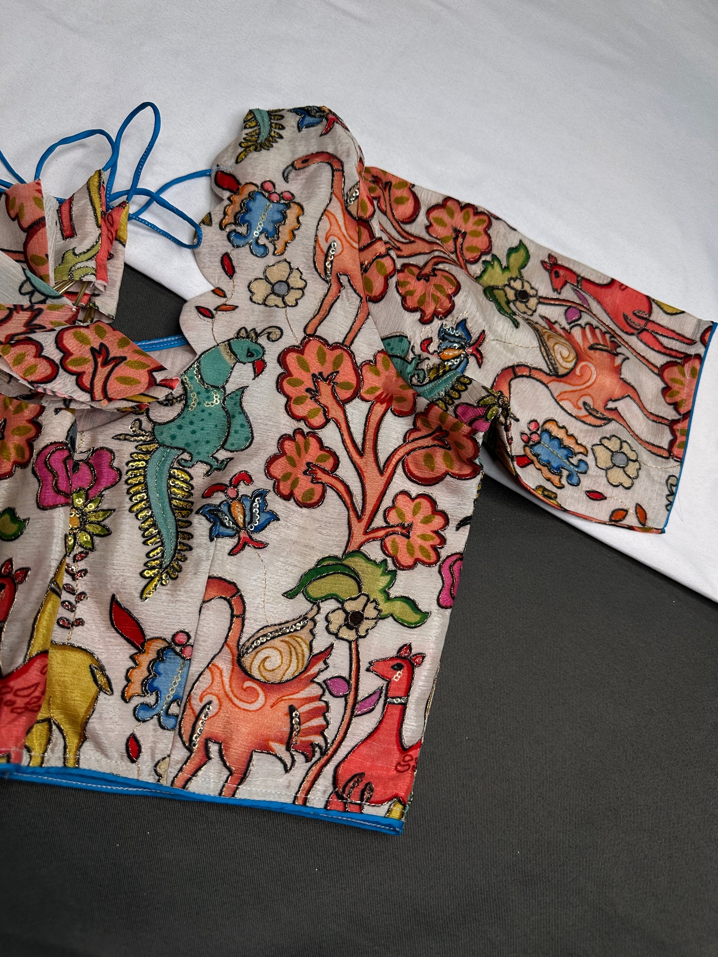 Beige Multi Color Kalamakari Ready Made Blouse - 