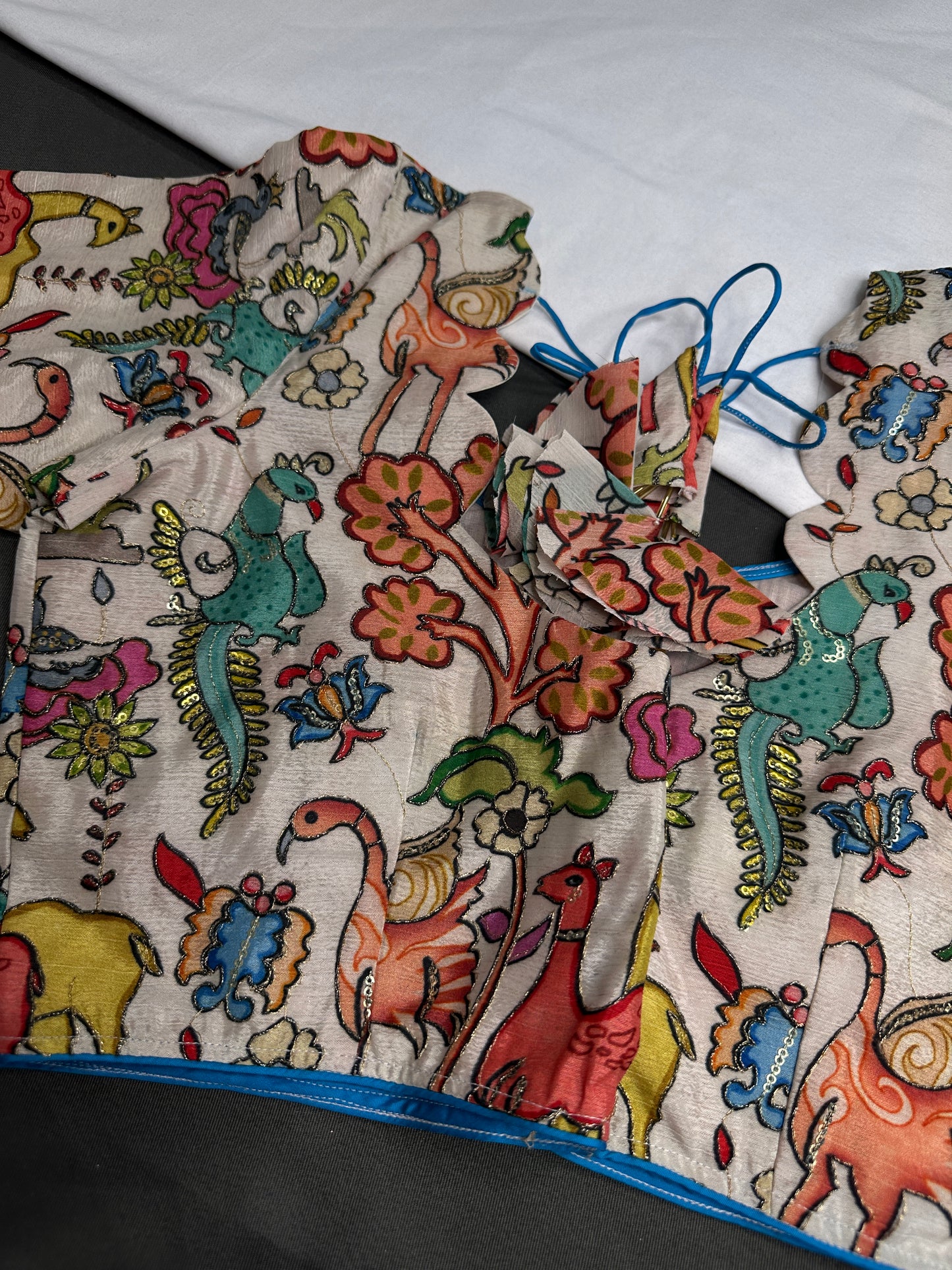 Beige Multi Color Kalamakari Ready Made Blouse - 