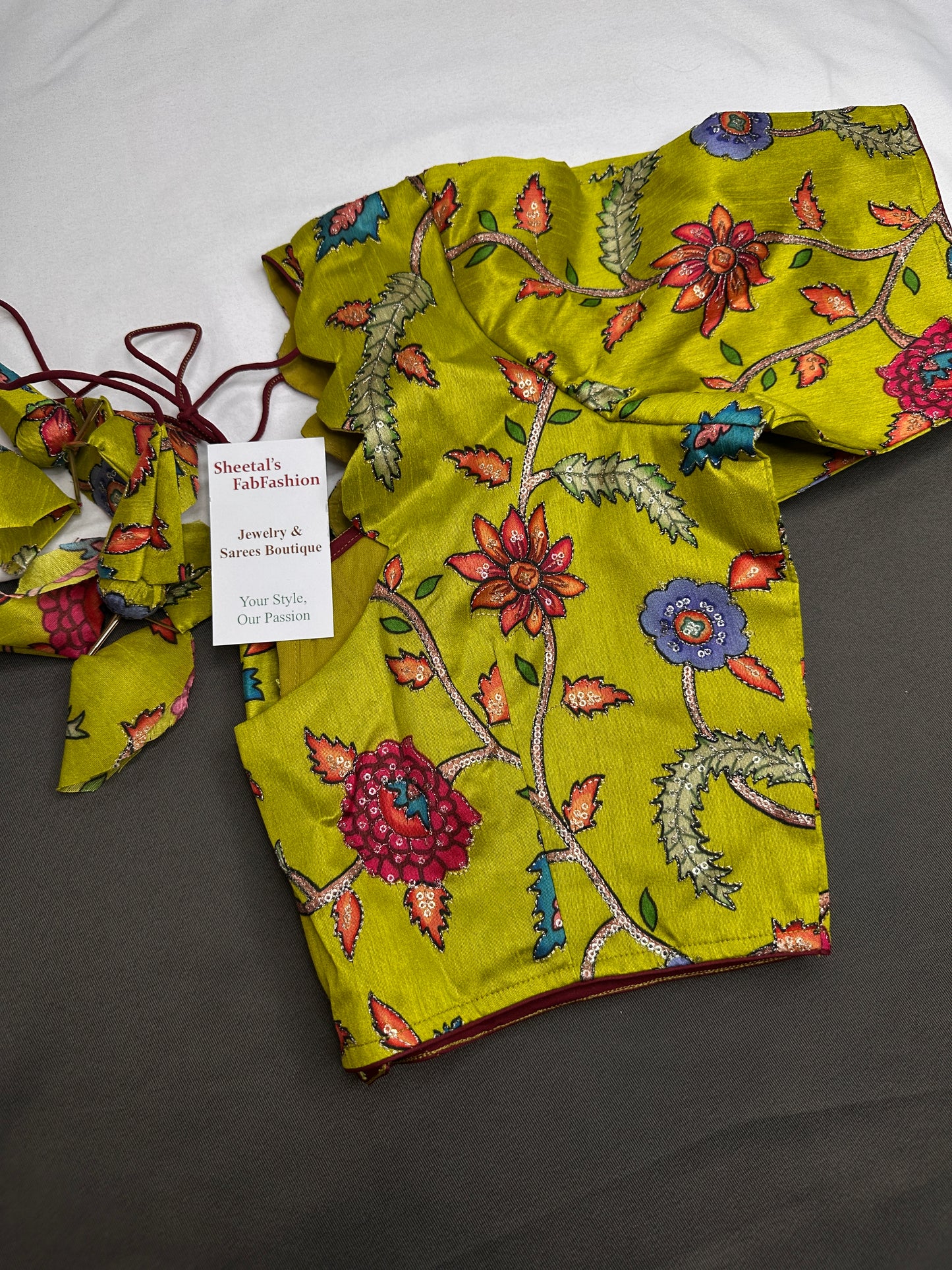Green Multi Color Kalamakari Ready Made Blouse - 