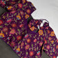 Purple Multi Color Pen Kalamakari Ready Made Blouse - 