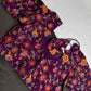 Purple Multi Color Pen Kalamakari Ready Made Blouse - 
