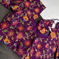 Purple Multi Color Pen Kalamakari Ready Made Blouse - 