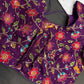 Purple Multi Color Pen Kalamakari Ready Made Blouse - 