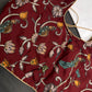 Brick Red Multi Color Pen Kalamakari Ready Made Blouse - 