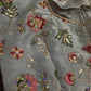 Blue Sequins Multi Color Embroidery Silk Blouse - 
