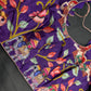 Purple Multi Color Pen Kalamakari Ready Made Blouse - 