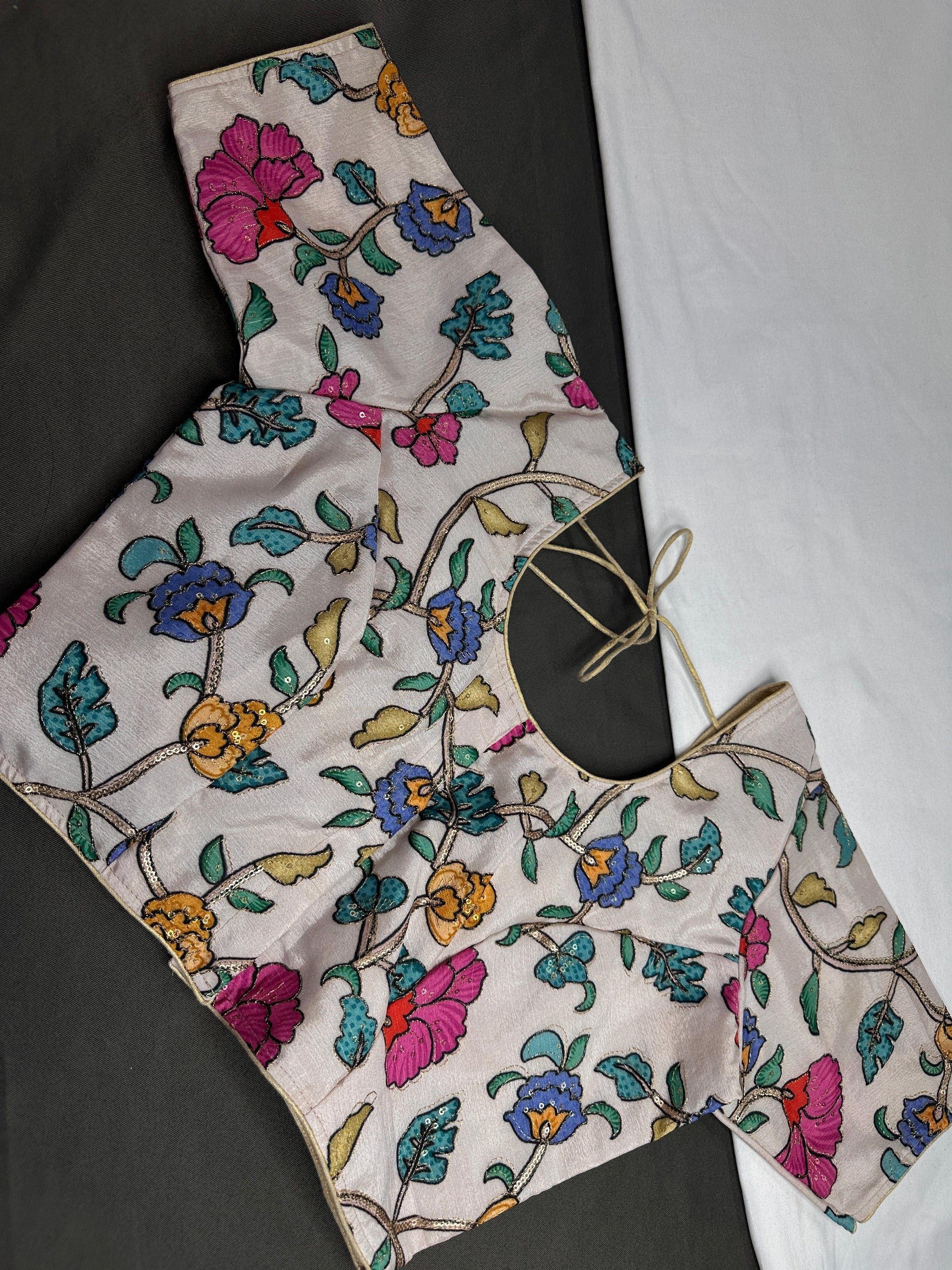 Beige Multi Color Kalamakari Ready Made Blouse - 