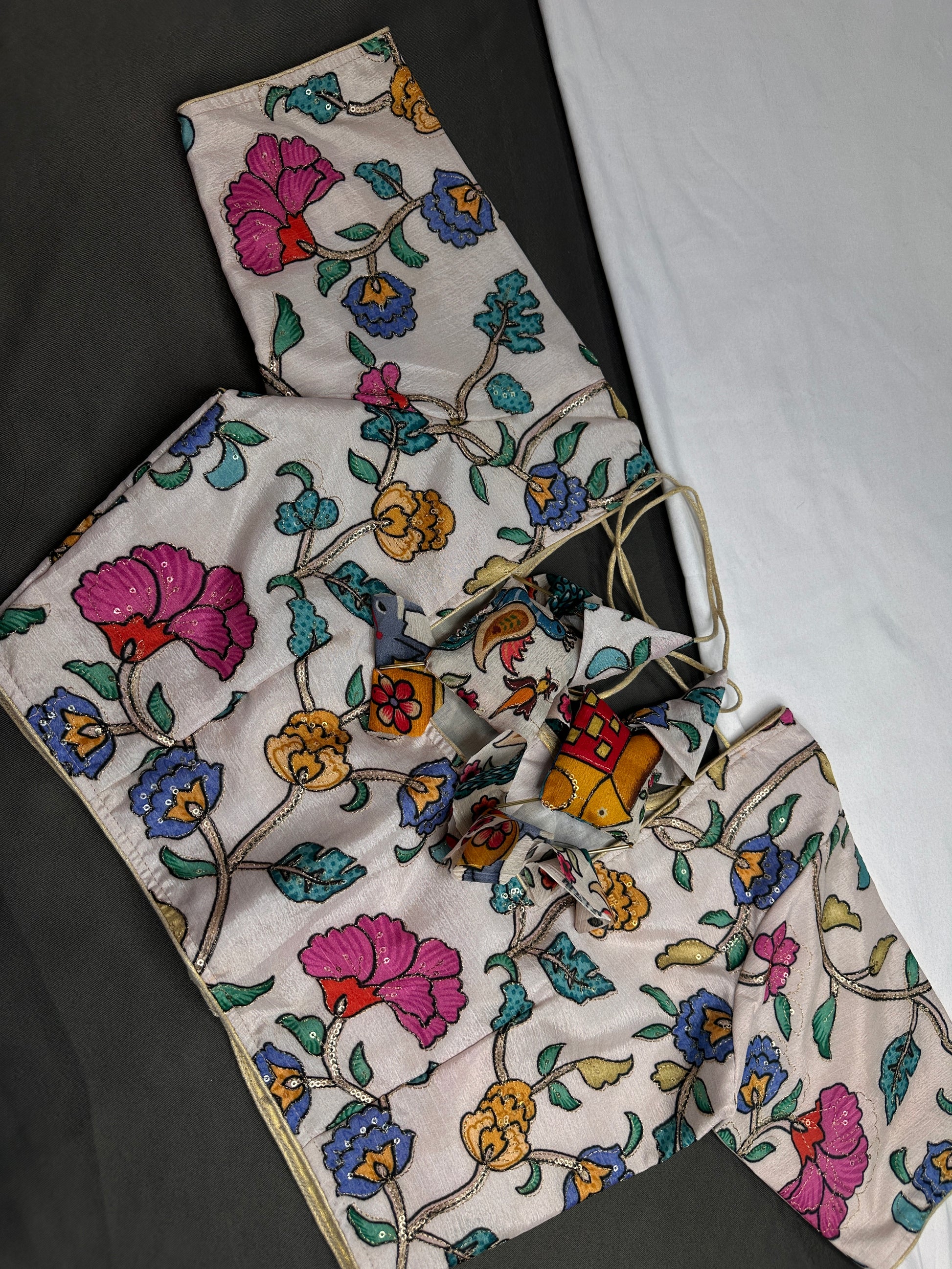Beige Multi Color Kalamakari Ready Made Blouse - 