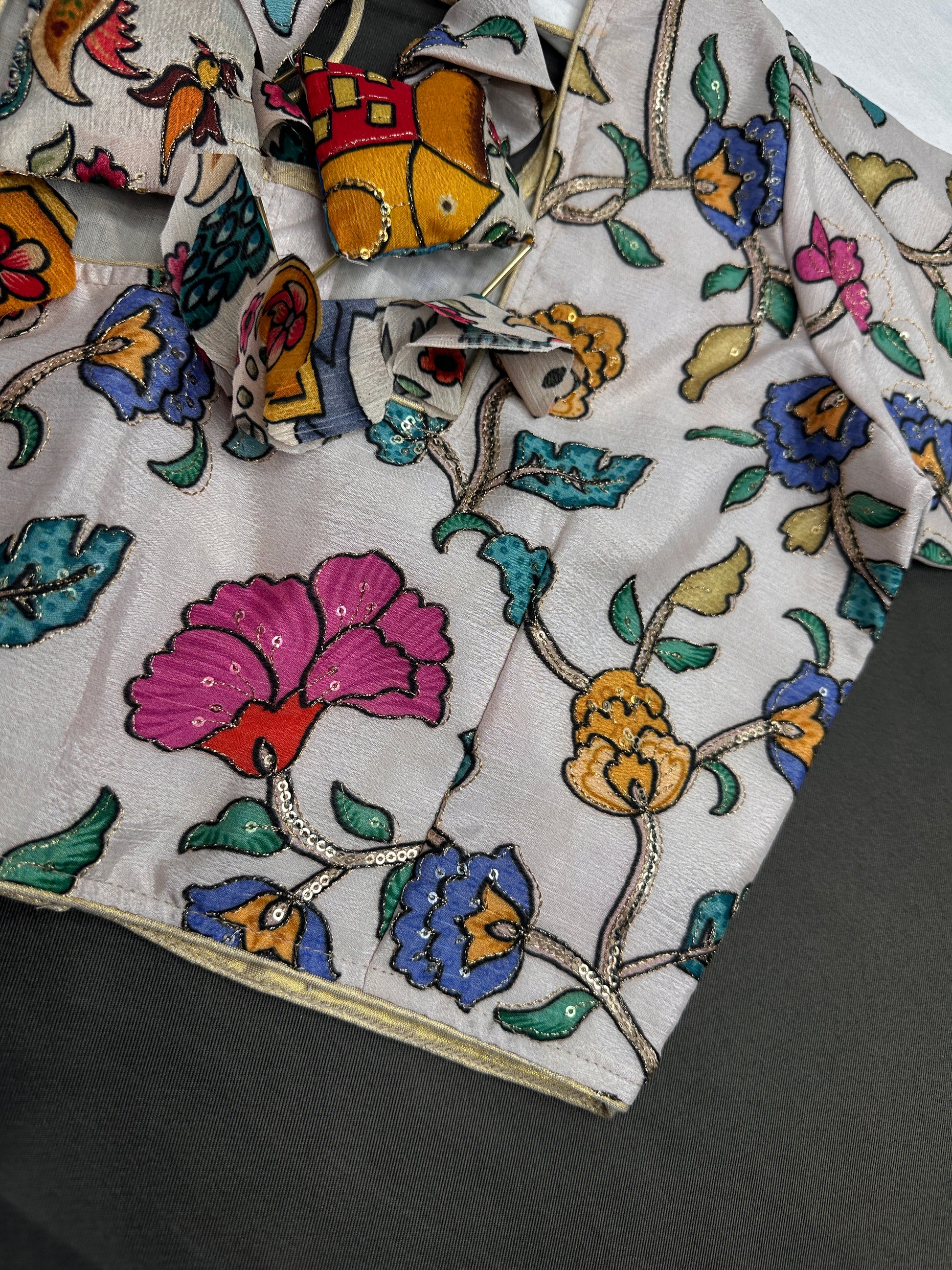 Beige Multi Color Kalamakari Ready Made Blouse - 