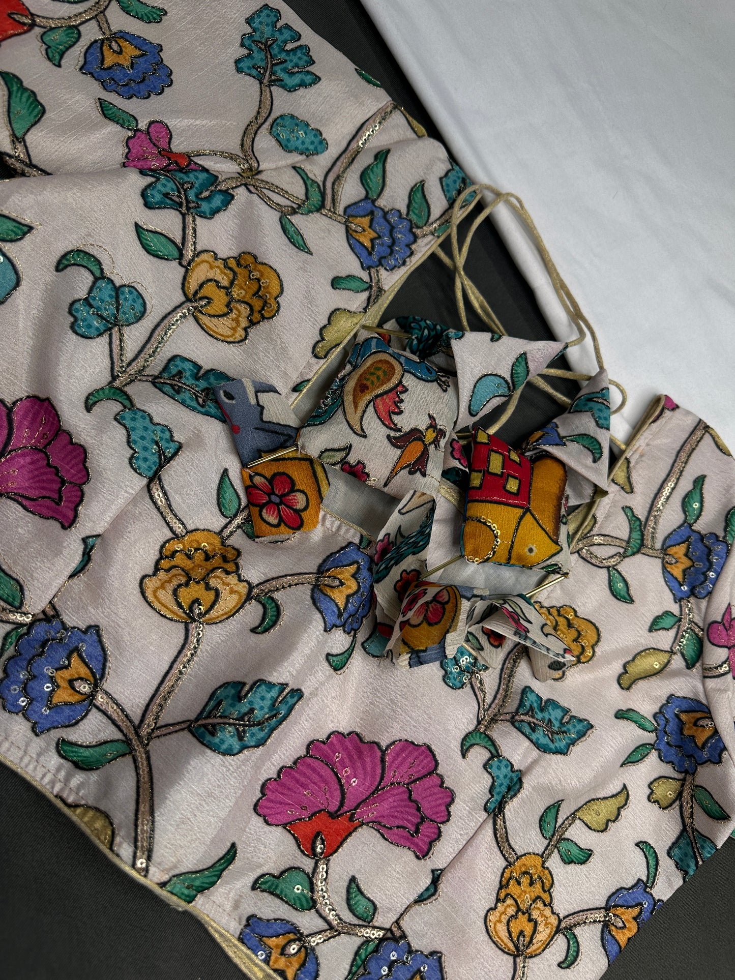 Beige Multi Color Kalamakari Ready Made Blouse - 