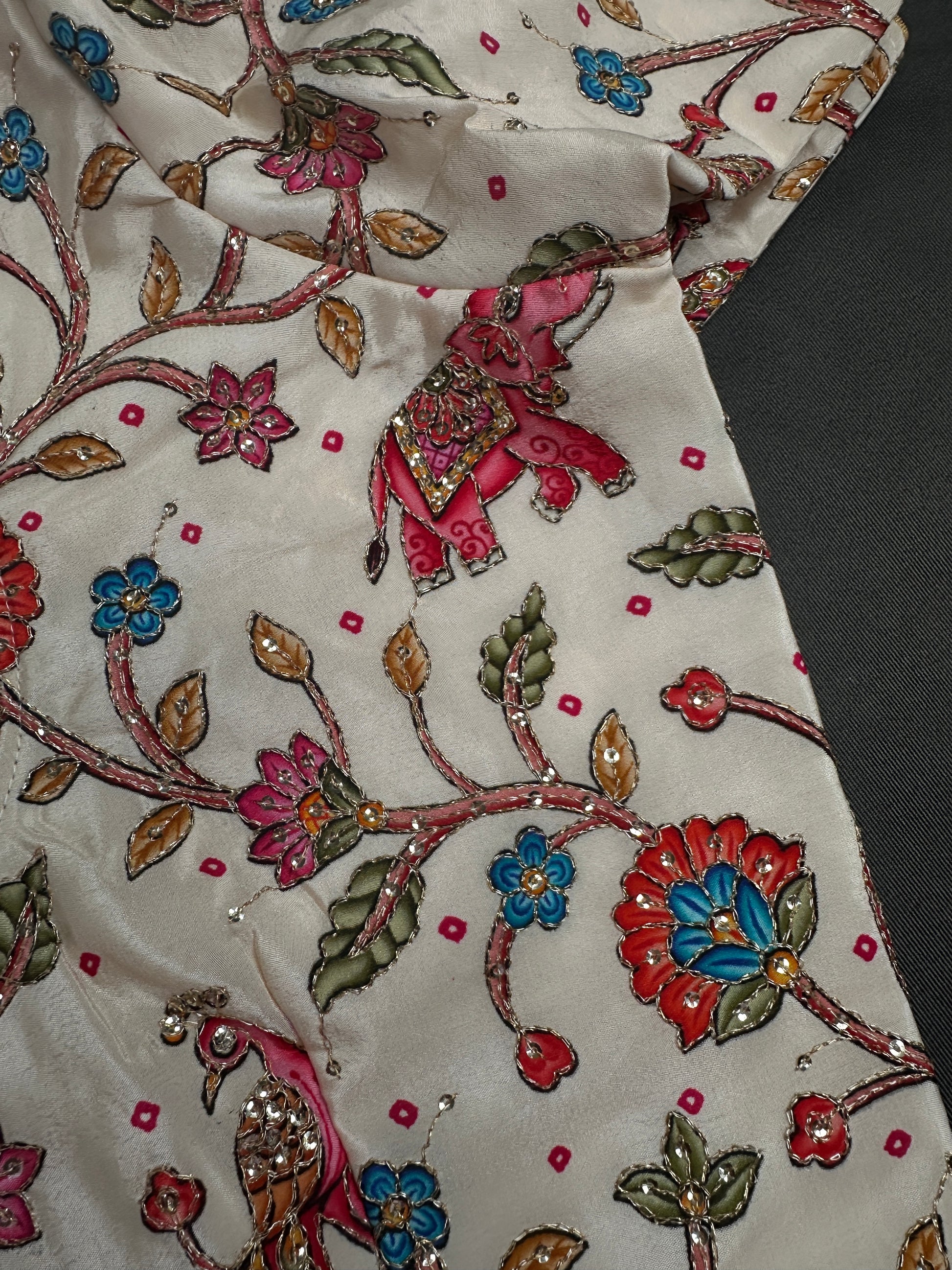 Cream Multi Color Kalamakari Ready Made Blouse - 