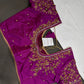 Purple Silk Maggam Aari Blouse - 