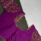 Purple Silk Maggam Aari Blouse - 