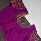 Purple Silk Maggam Aari Blouse - 