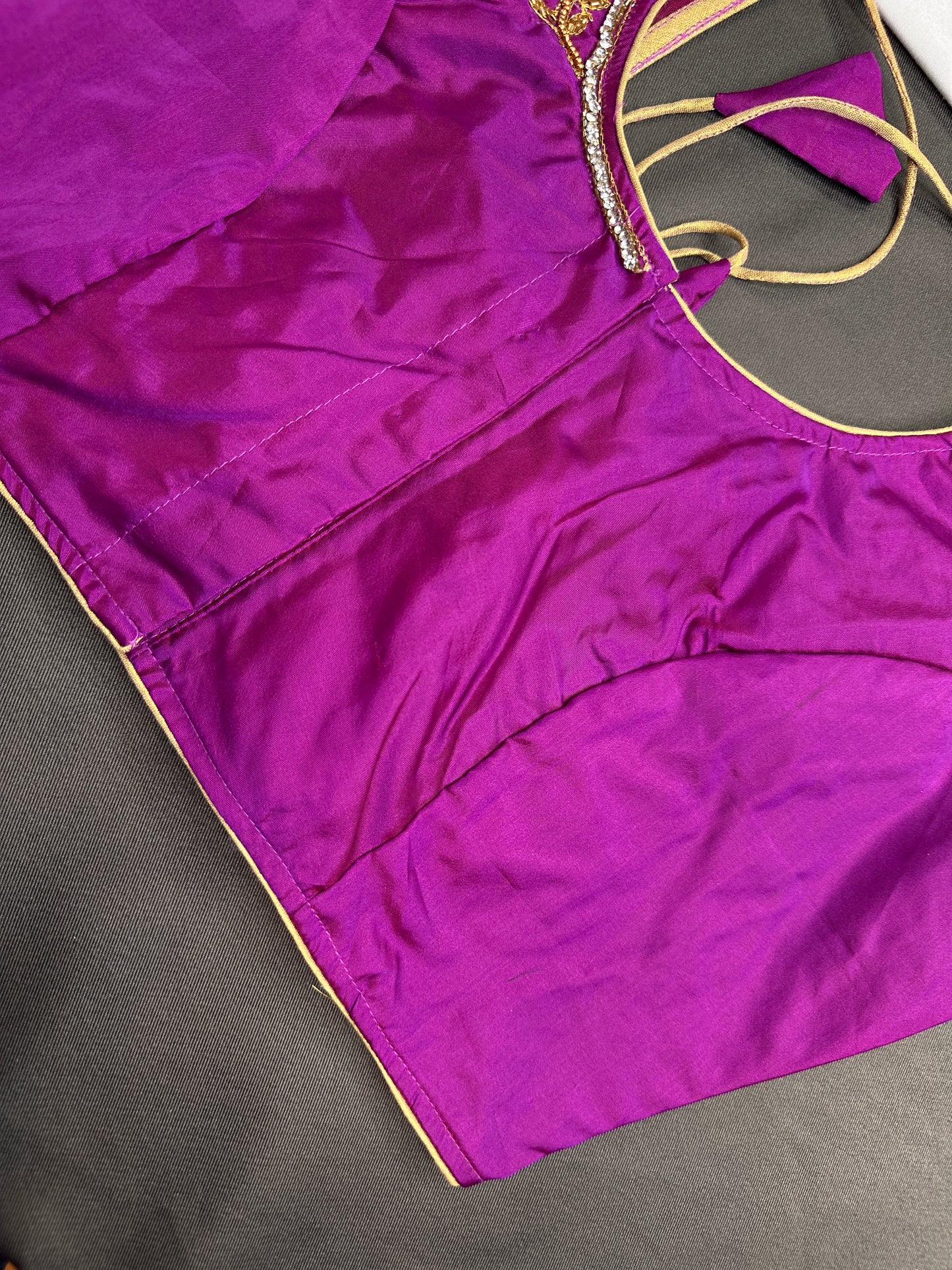 Purple Silk Maggam Aari Blouse - 