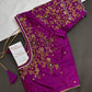 Purple Silk Maggam Aari Blouse - 